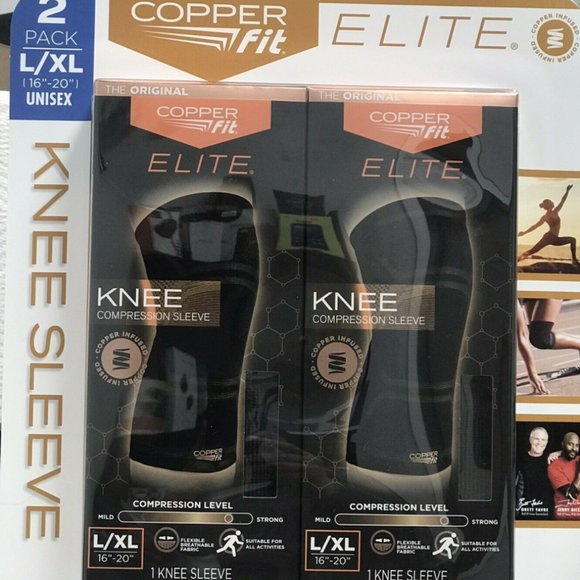 Copper Fit Elite Knee Compression Sleeve 2 Pack L-XL - Picture 1 of 4